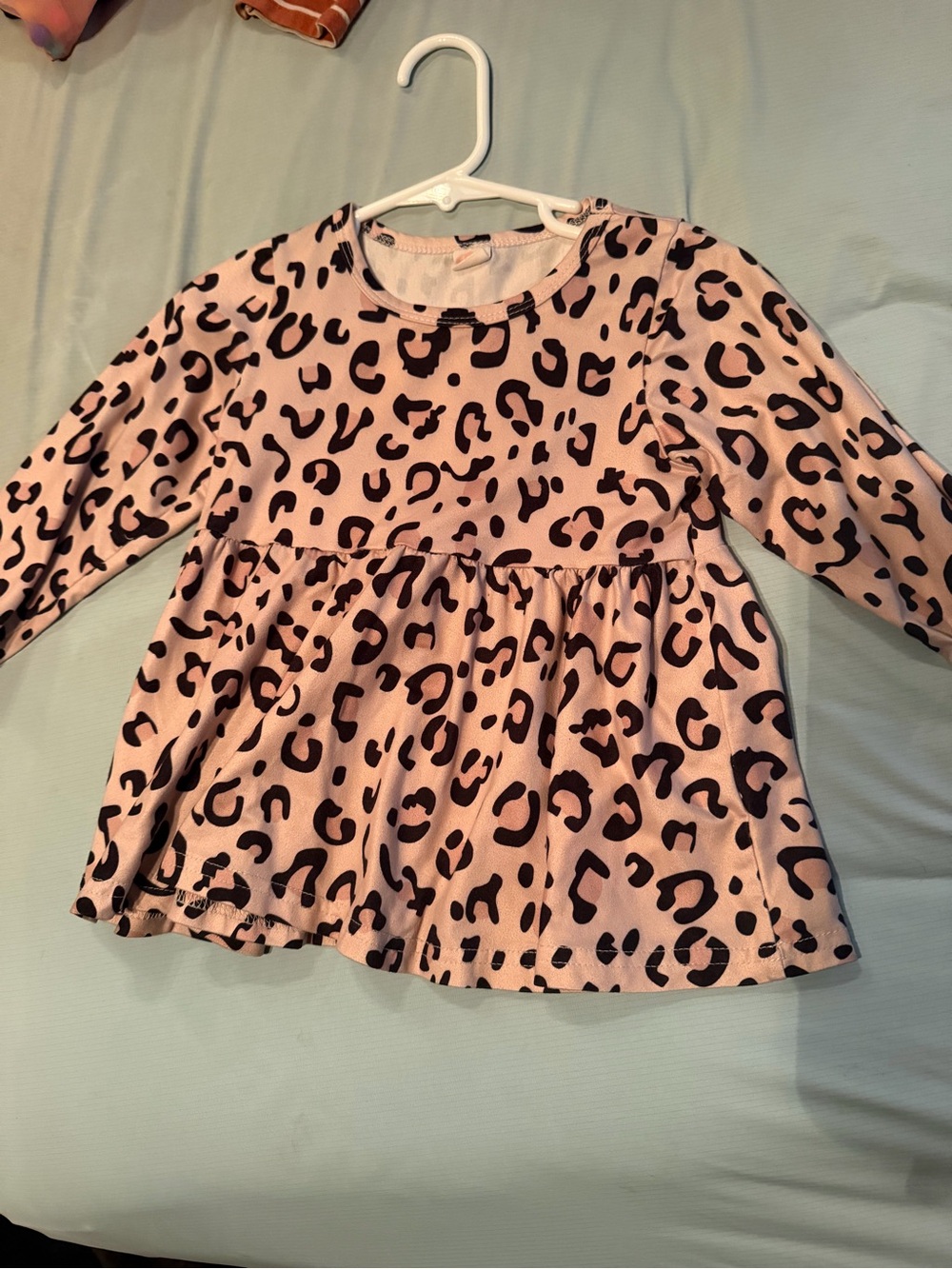 Girls Pink Leopard Print Long-Sleeve Top